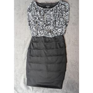 ENFOCUS STUDIO black dress with black/white bodice. Size 8 Stretch material